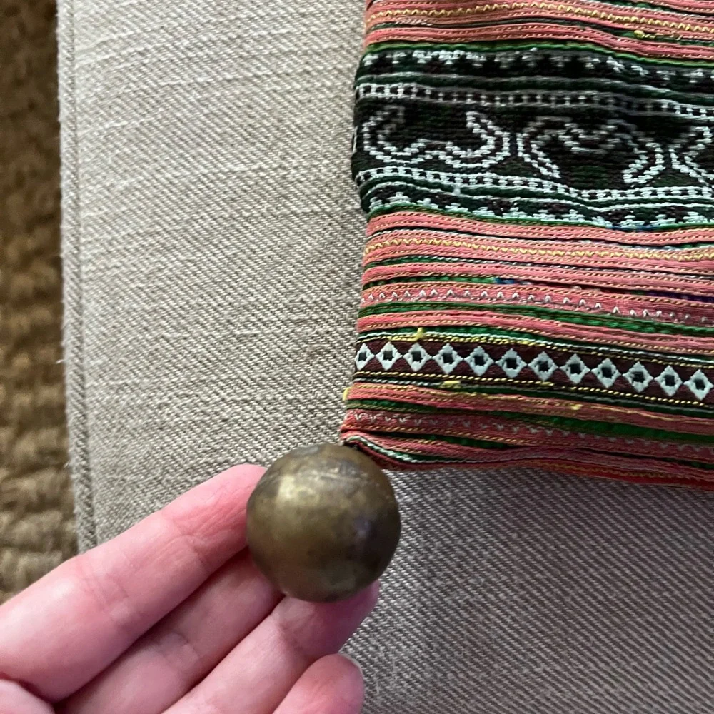 GORGEOUS tribal tapestry boho handmade fabric purse bag metal wood beads hippie